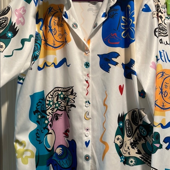 Abstract Artsy White with Playful Design Two Piece Outfit- Choose your Occasion - Picture 4 of 16